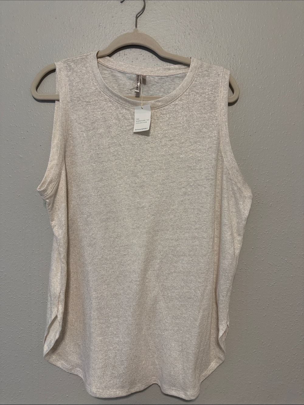Banana Republic Cream/Ivory with Rose Gold Metallic Glitter Crewneck Tank